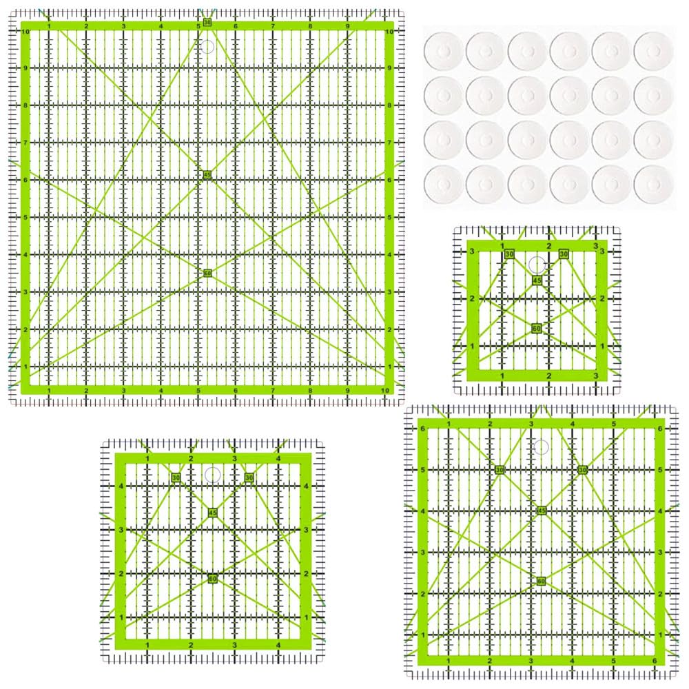 8 Quilting Square Rulers(2.5",3.5",4",5",6",8",9",10")(Red)