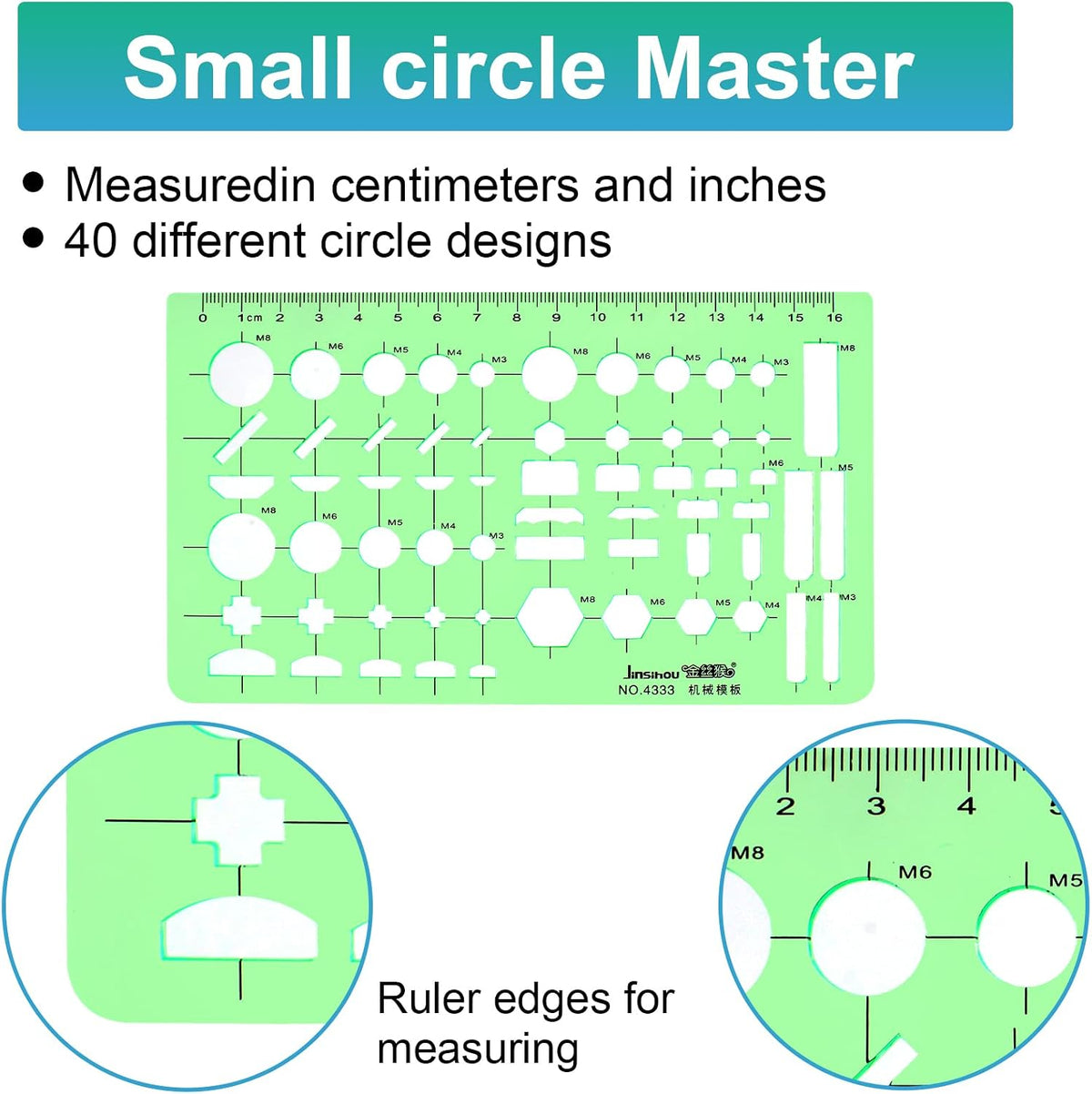 15PCS Geometric Drawings Templates,Transparent Green Plastic Ruler, Drafting Stencils Measuring Tools, Measuring Geometry Rulers for Office, Studying