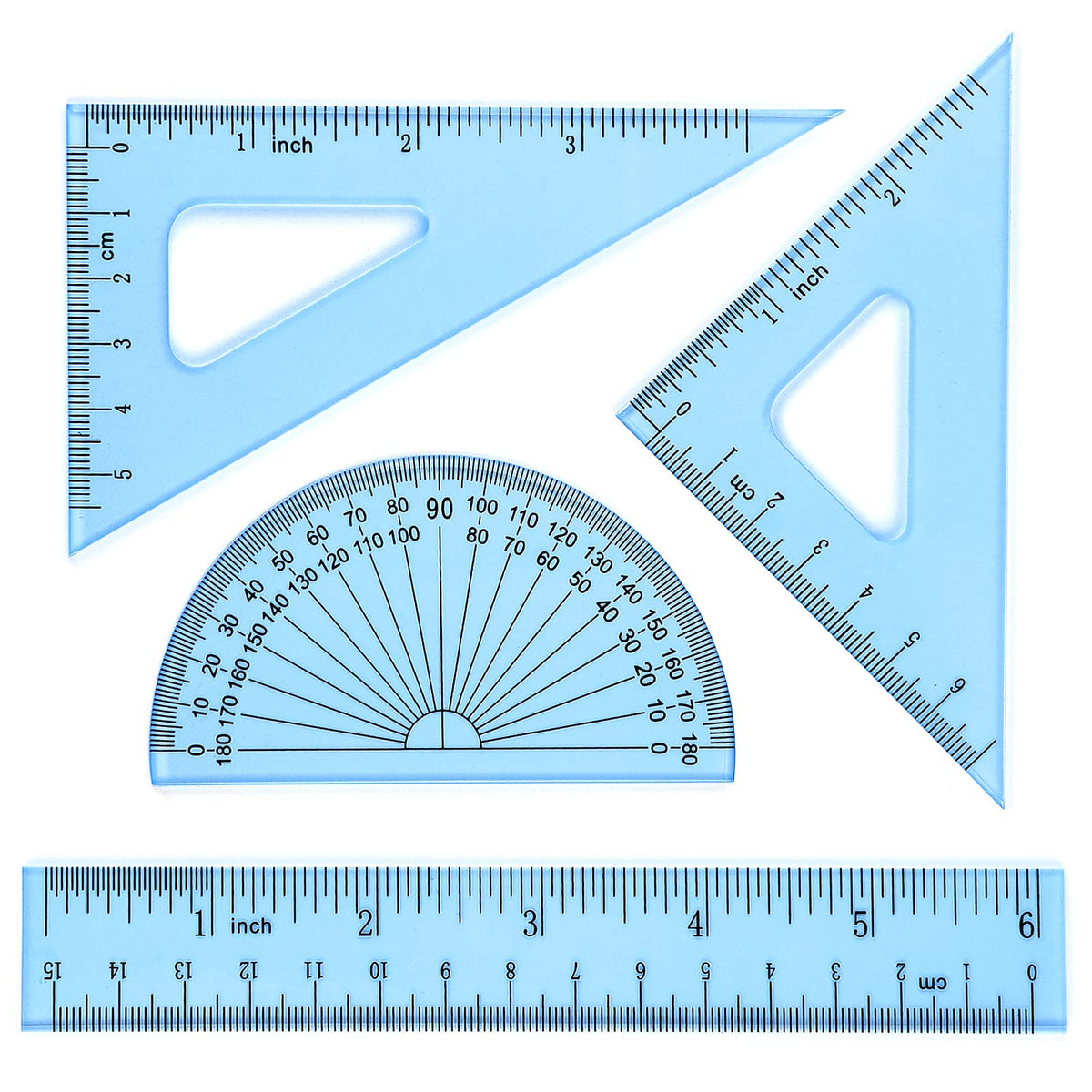Coopay 4 Pcs Math Geometry Tool Set, Acrylic Drawing Tool, Clear
