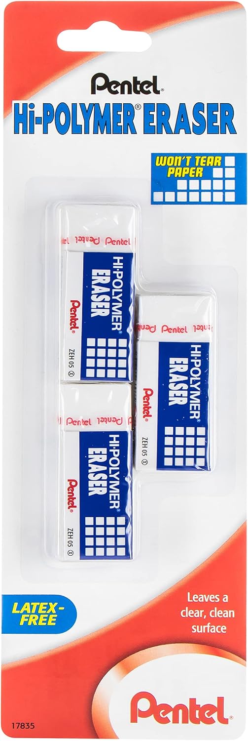 Pentel Hi-Polymer Eraser, Jumbo Size 12 pack(ZEH-20)