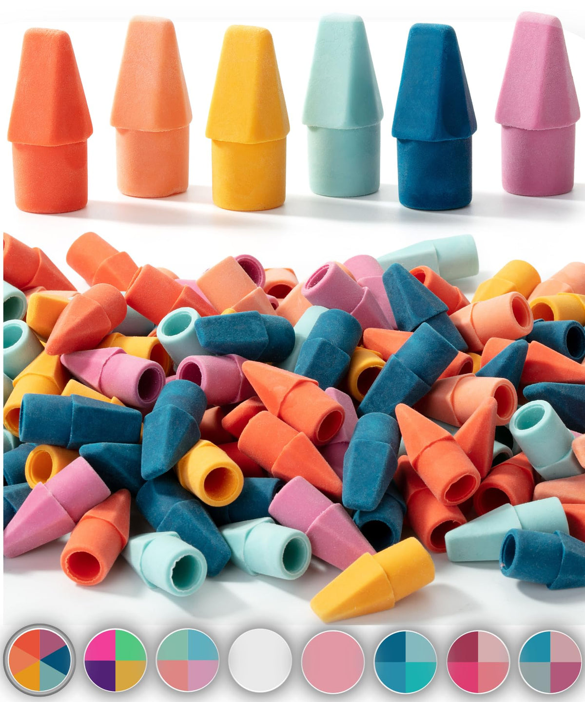 Mr. Pen-Bulk Pencil Top Erasers, 1000 Pack, Colorful, Latex-Free