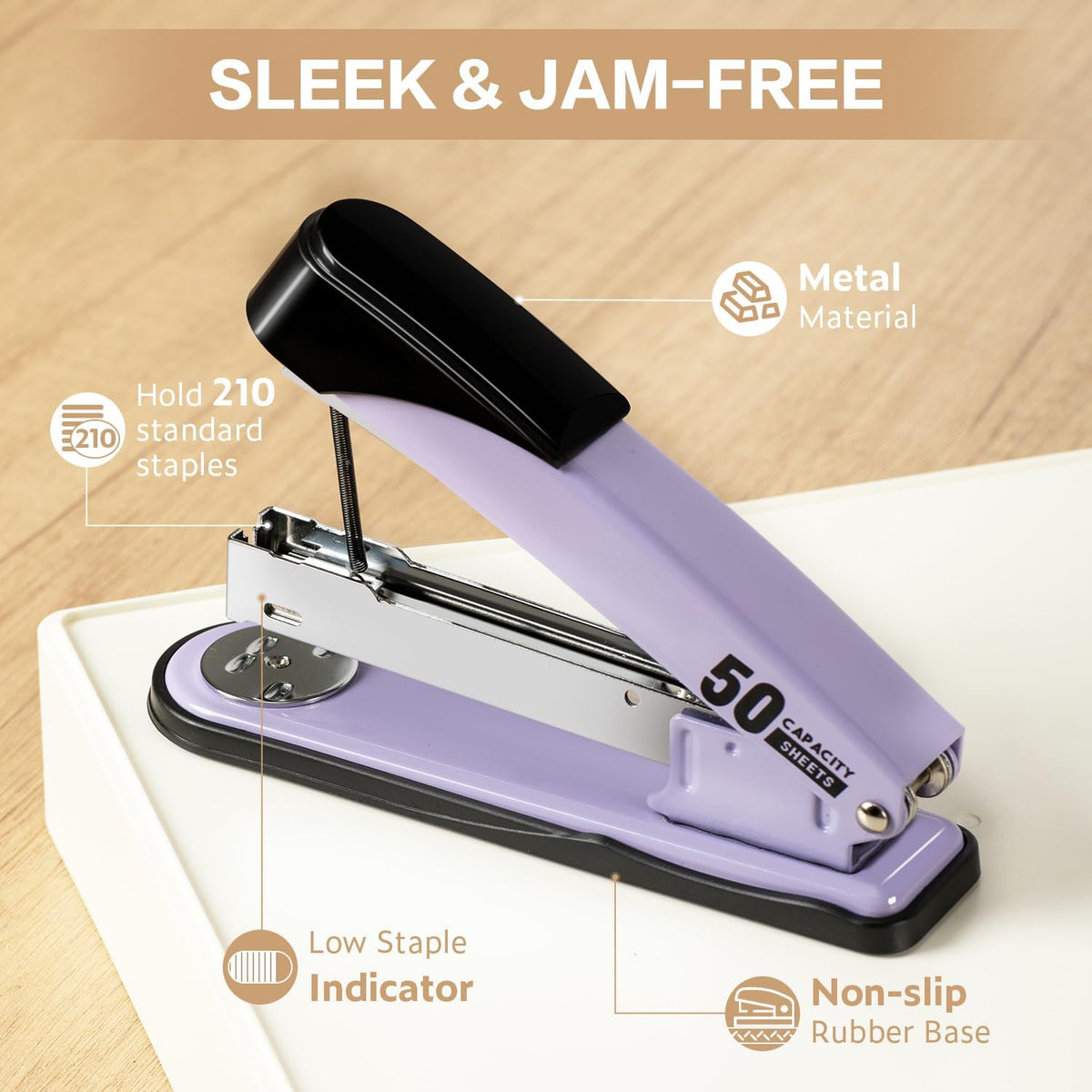 Deli Stapler Heavy Duty, 2000 Staples and Staple Remover, Purple