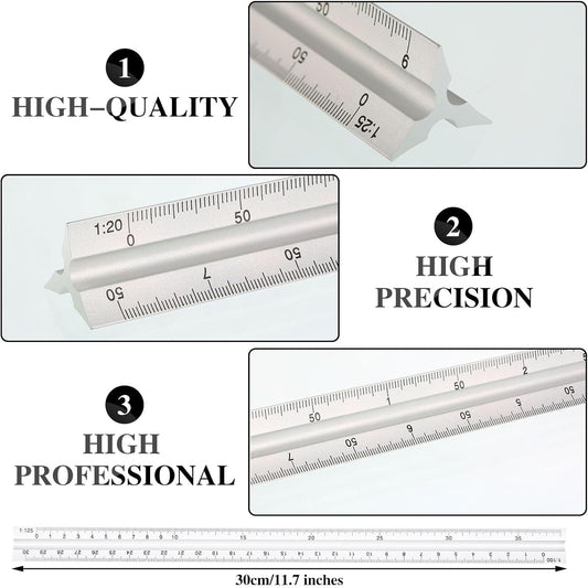 Zonon 10 Pcs Architect Scale & Geometric Drawing Template, Classic, Clear