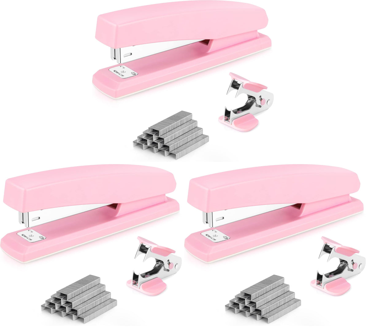 Deli Stapler, 2000 Staples and 2 Staple Removers, 2 Pack, White