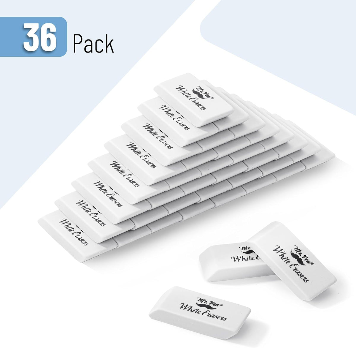 Mr. Pen- White Pencil Erasers Bulk, 36 Pack