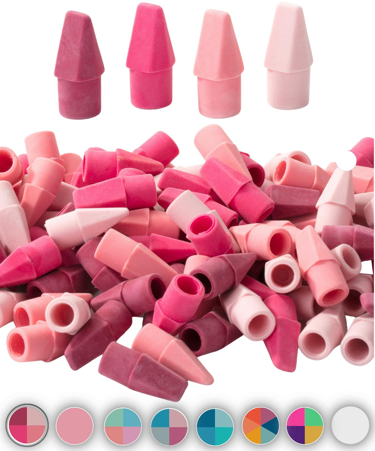 Mr. Pen- Pencil Top Erasers, 120 Pack, Pink, Latex-Free