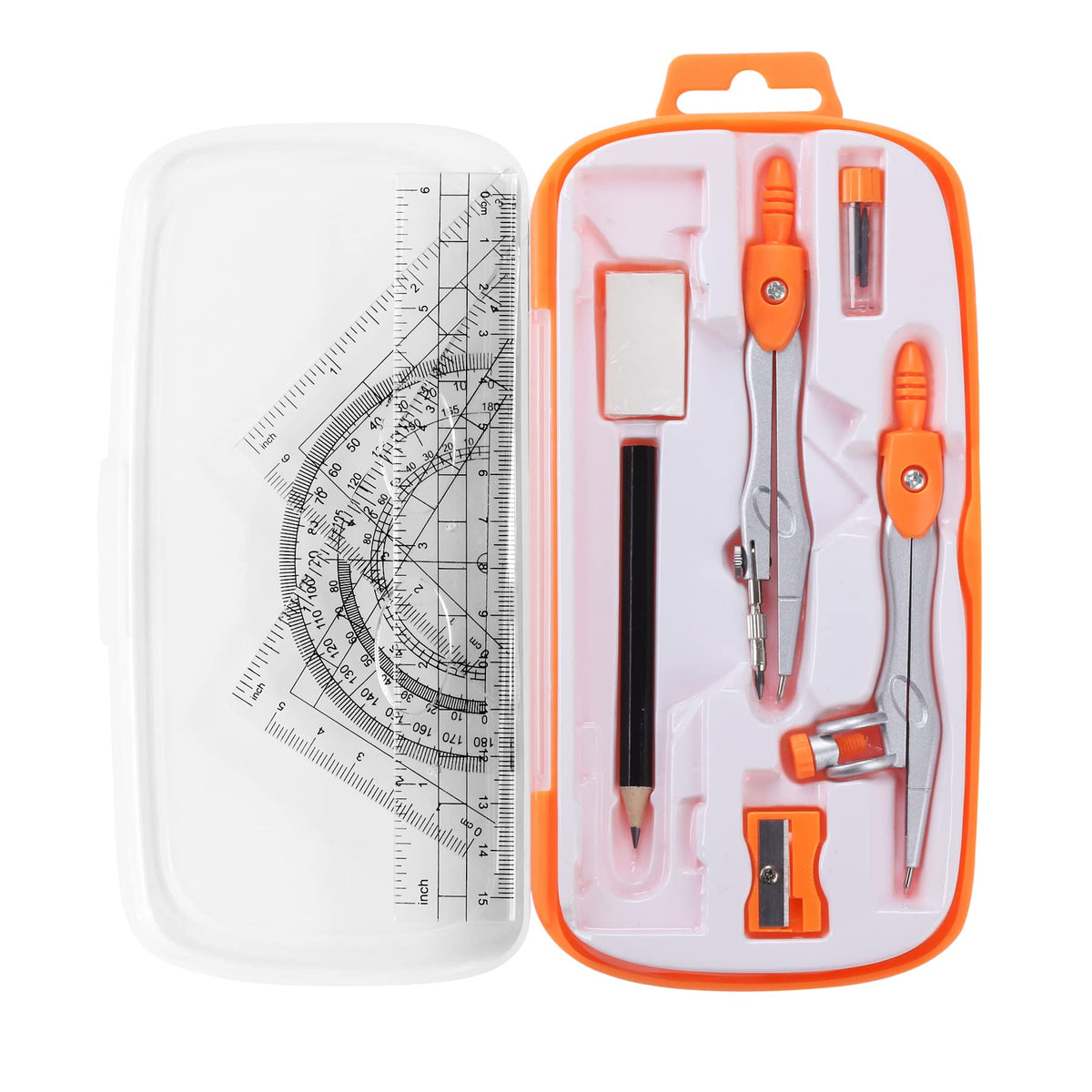 Unjoo Math Geometry Set 10 Pcs, Compass and Protractor for Students(Green)