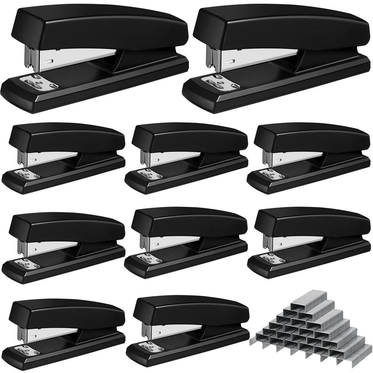 Marspark 10 Pcs Staplers Bulk Staples for Desk 25 Sheet, Black