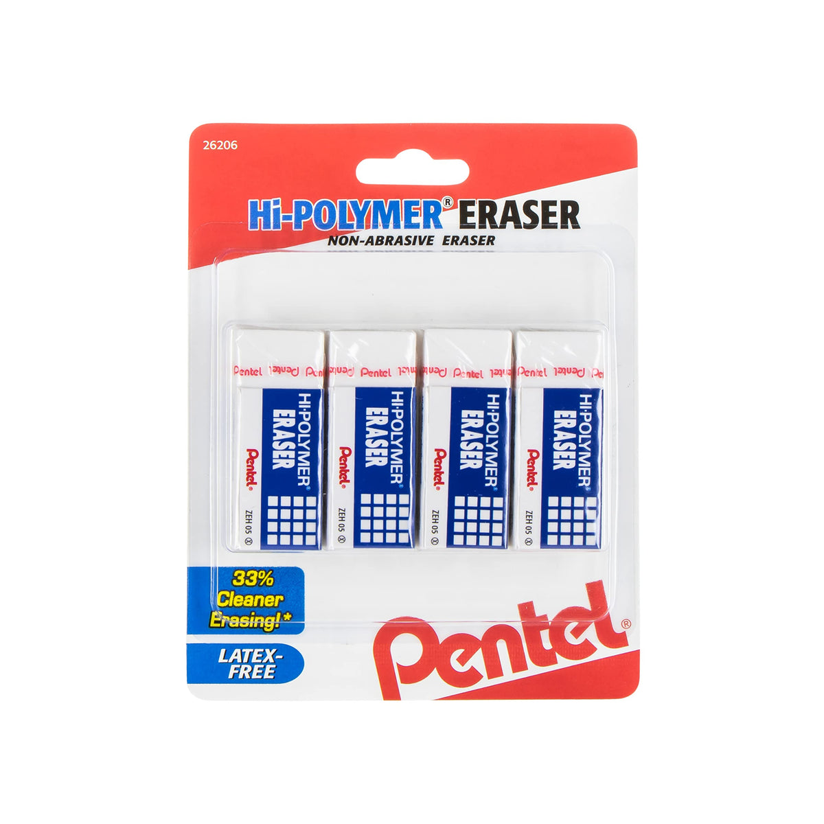 Pentel Hi-Polymer Block Eraser, Small, Box of 48 (ZEH-05)
