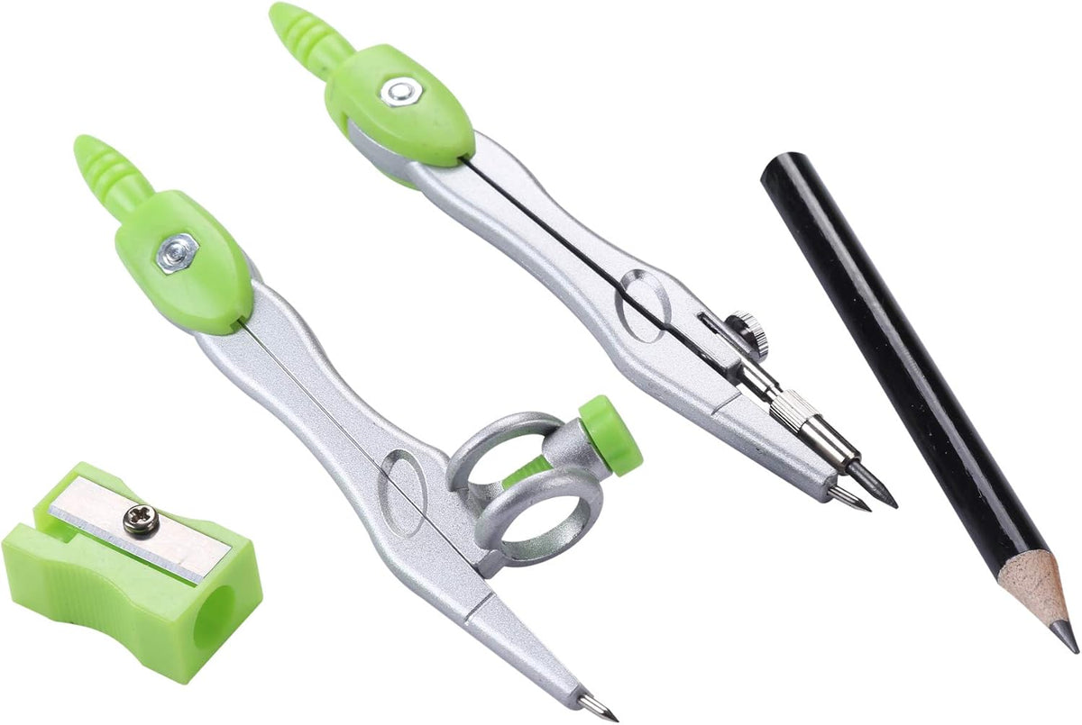 Unjoo Math Geometry Set 10 Pcs, Compass and Protractor for Students(Green)