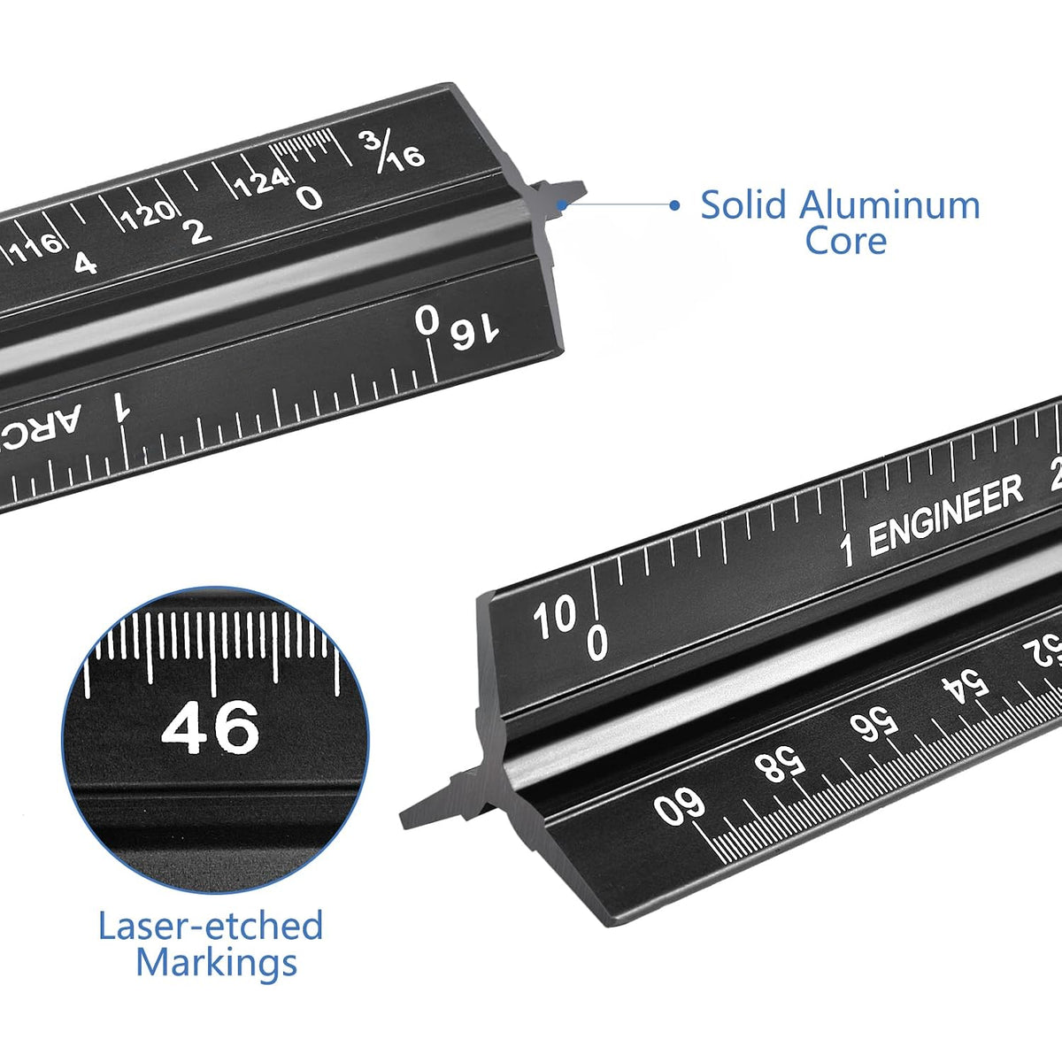 Architectural&Engineering Triangular Scale Ruler with Stainless Steel Ruler