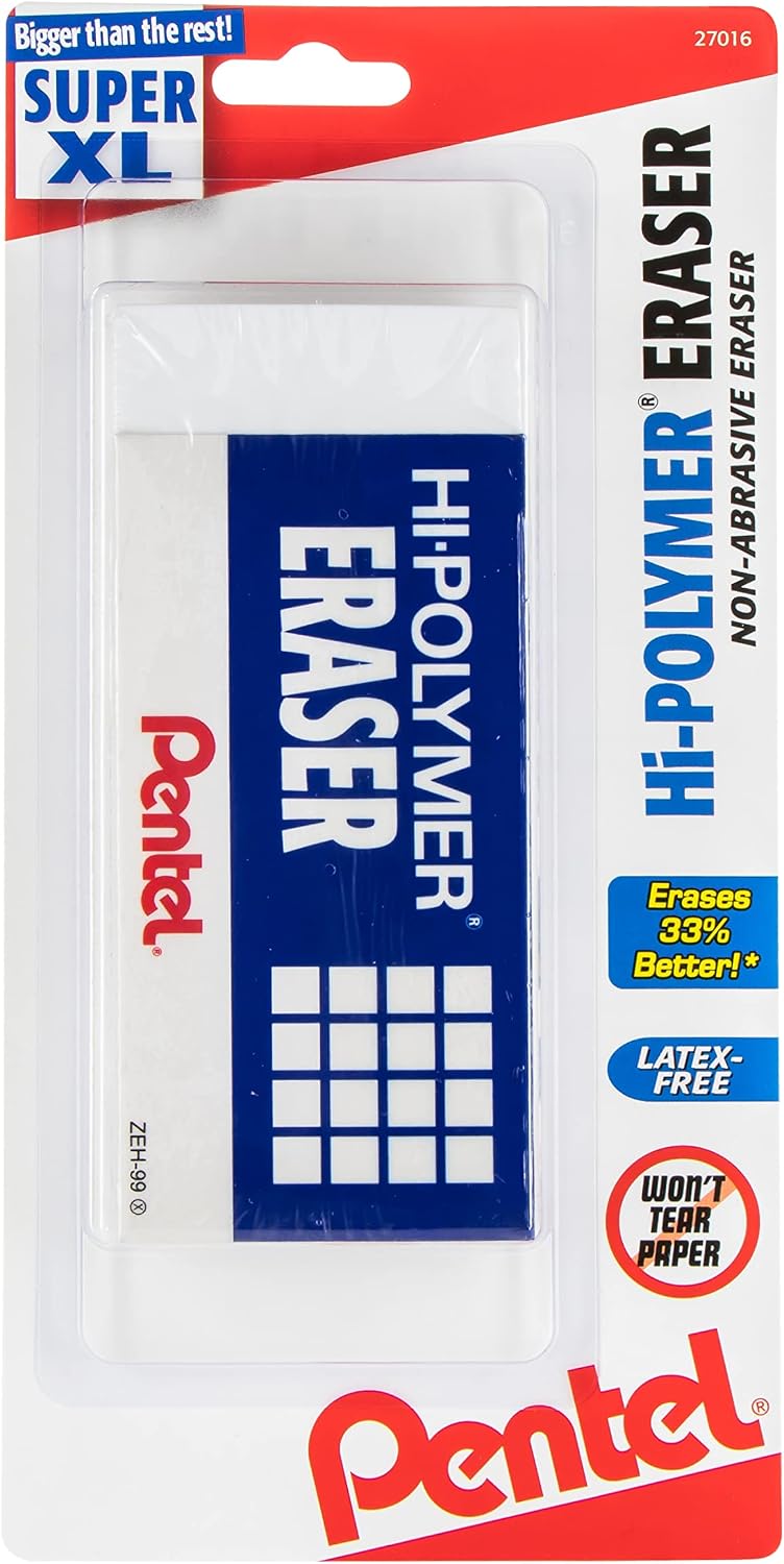 Pentel Hi-Polymer Eraser, Jumbo Size 12 pack(ZEH-20)