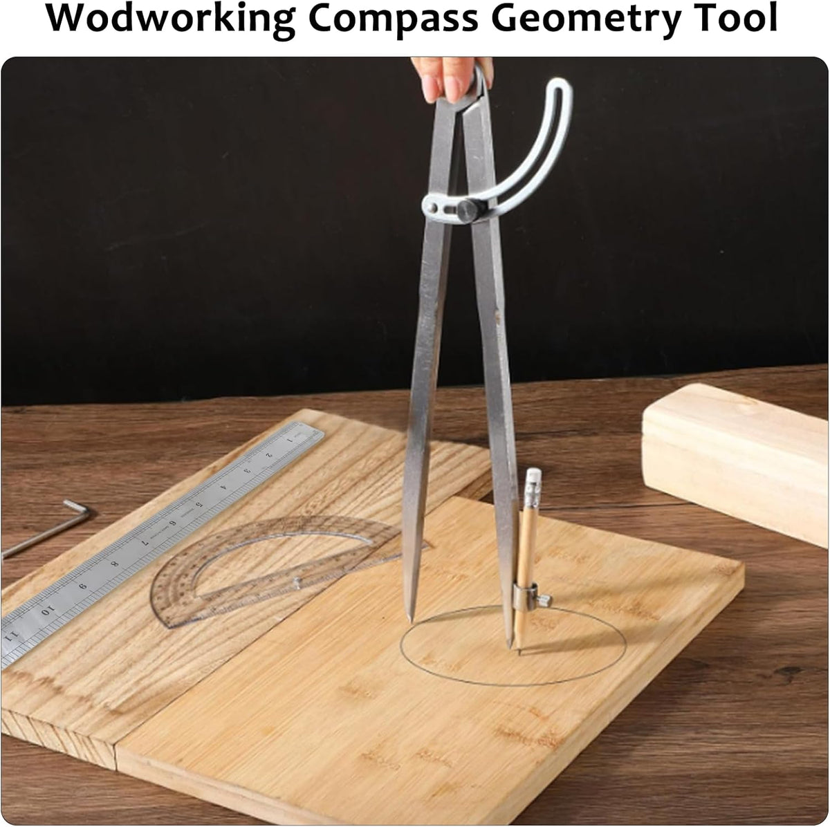 12 Inch Compass Geometry Tool with Protractor Ruler & Pencils