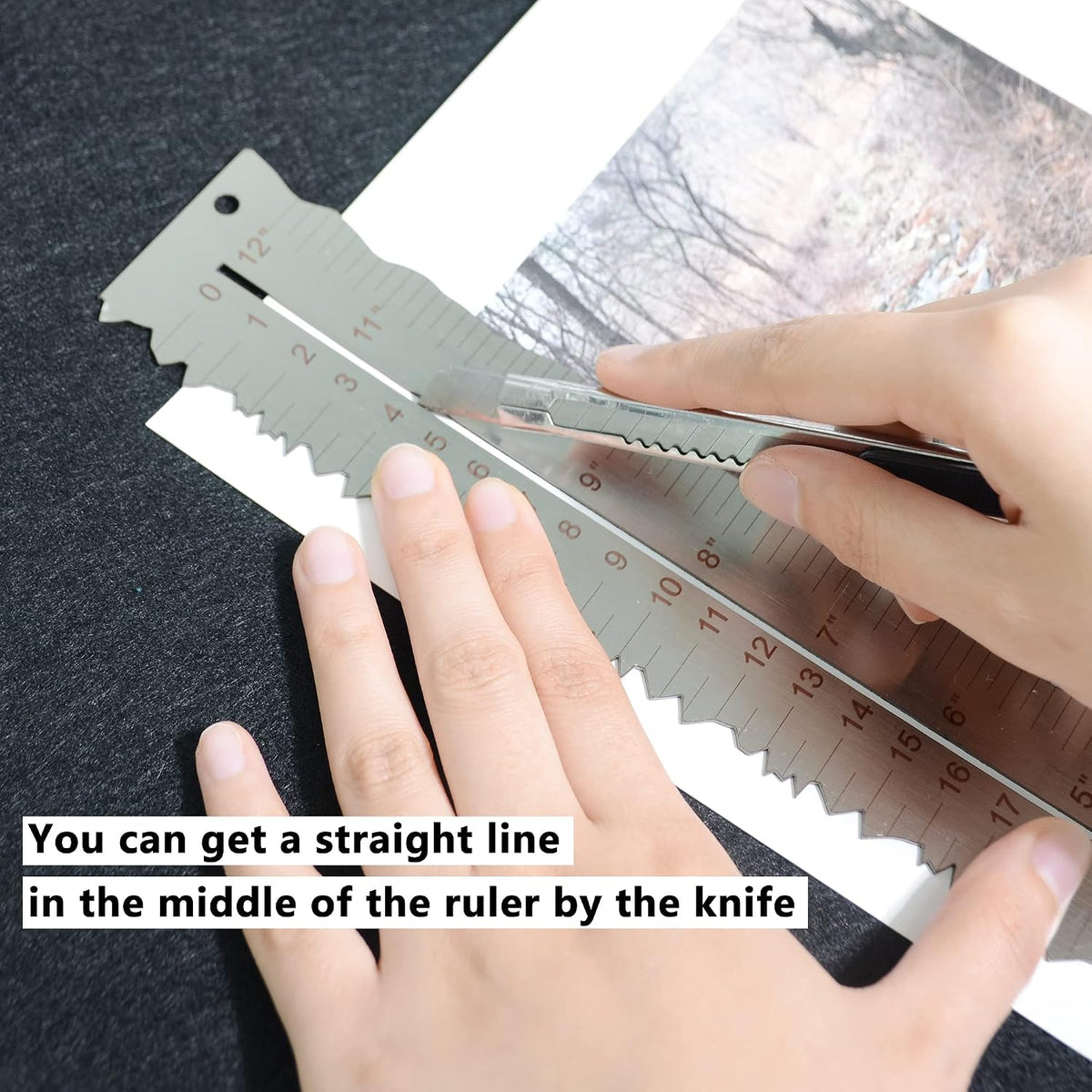 3Pcs Metal Irregular Edges Ruler for Paper Tearing, 12" Measuring Tool
