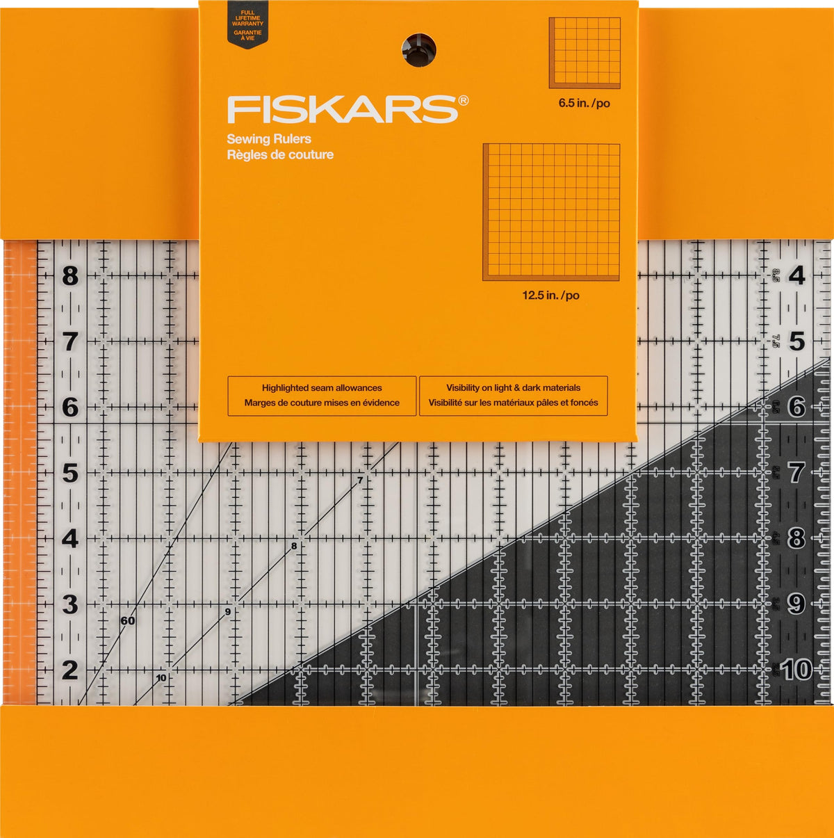 Fiskars 3-Piece Ruler & Connector Set, 6.5" x 6.5" & 6.5" x 24.5" Rulers