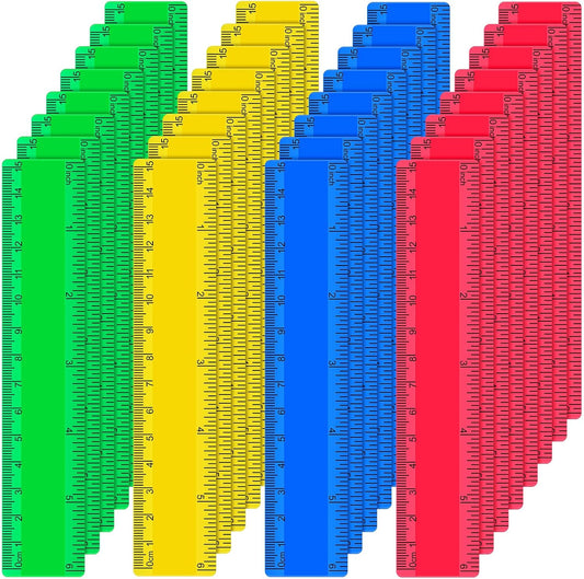 32 Pcs 6 Inch Small Rulers Bulk Plastic Mini Ruler for Kid Classroom School