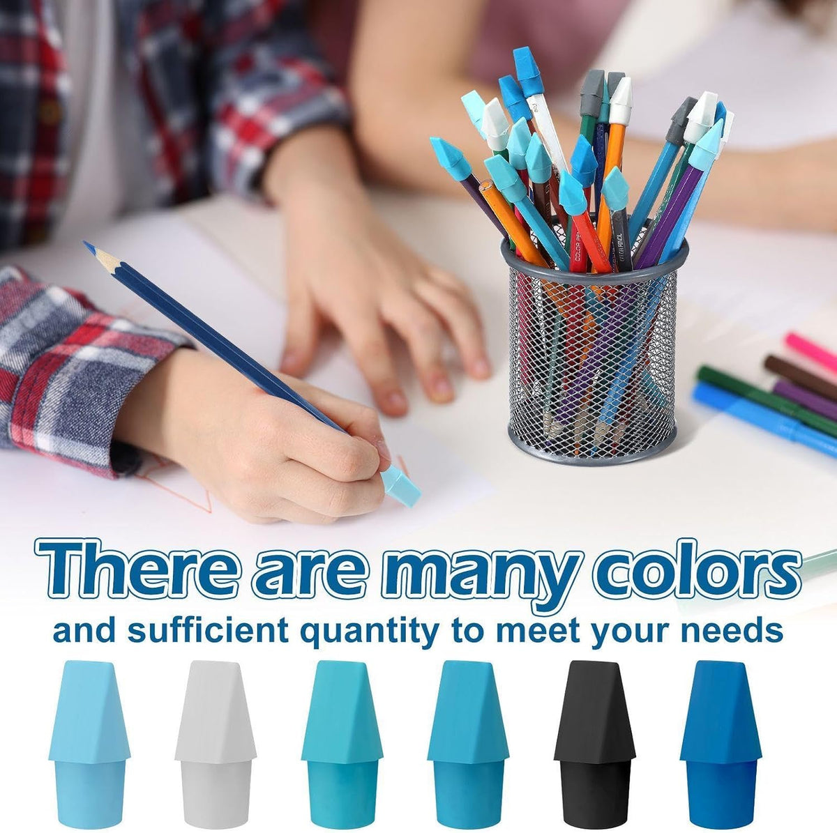 Dunzoom 240 Pcs Pencil Top Erasers Cap Bulk Blue Pencil Toppers