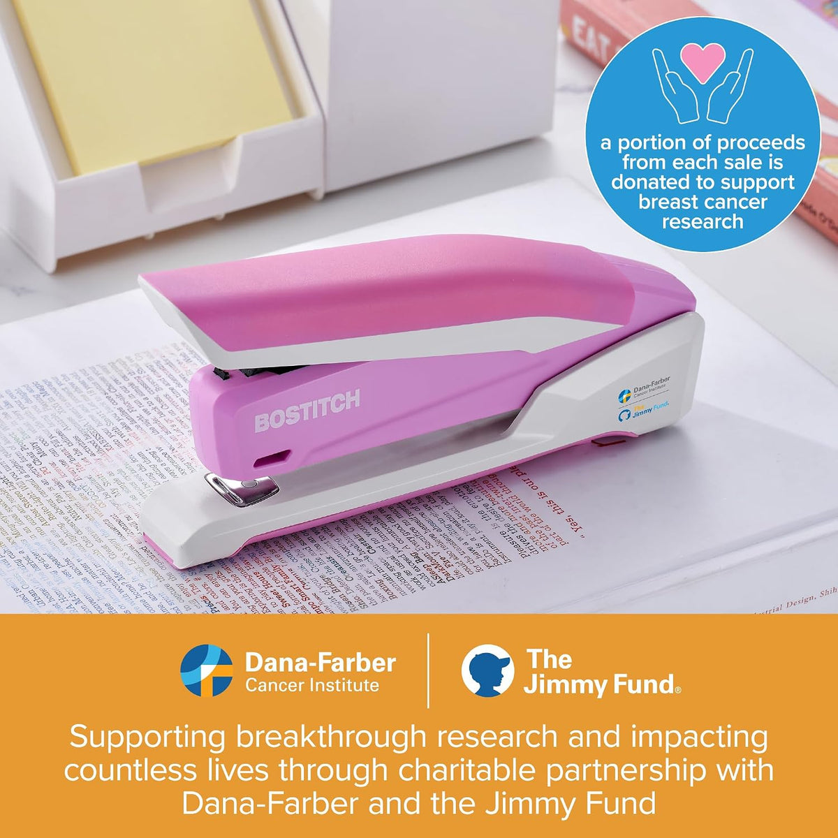 Bostitch Office Executive 3 in 1 Stapler, One Finger, 20 Sheet, Pink
