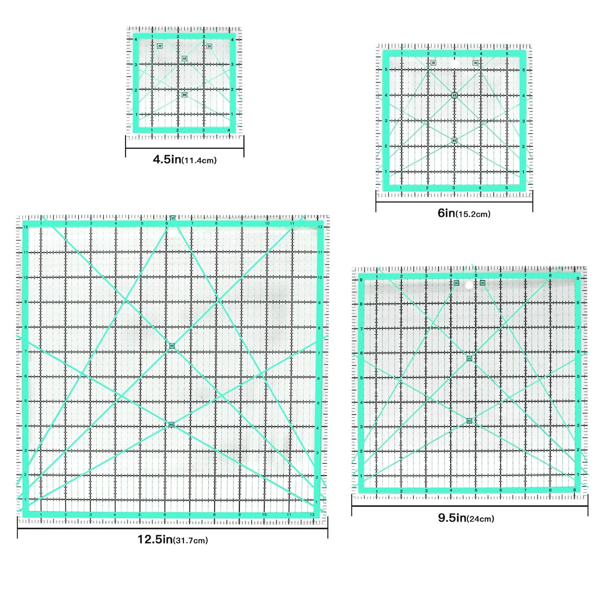MANUFORE Quilting Ruler 4-Piece Square Sewing Acrylic Ruler Quilting Tools