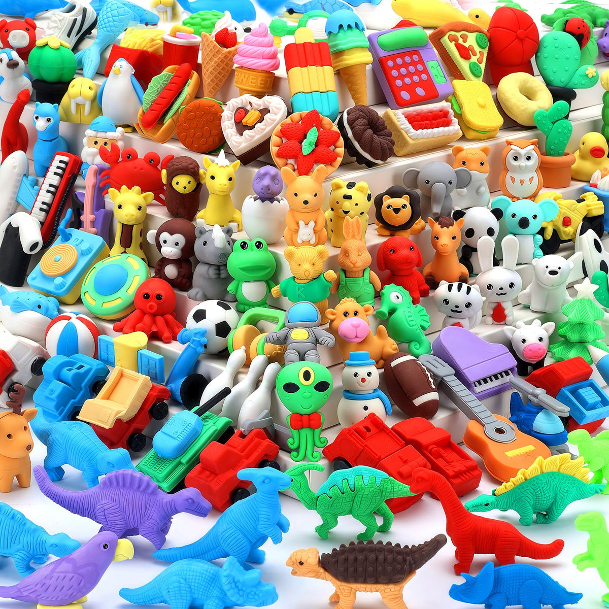 URSKYTOUS 60Pcs Animal Erasers Desk Pets for Kids,Classroom Prizes