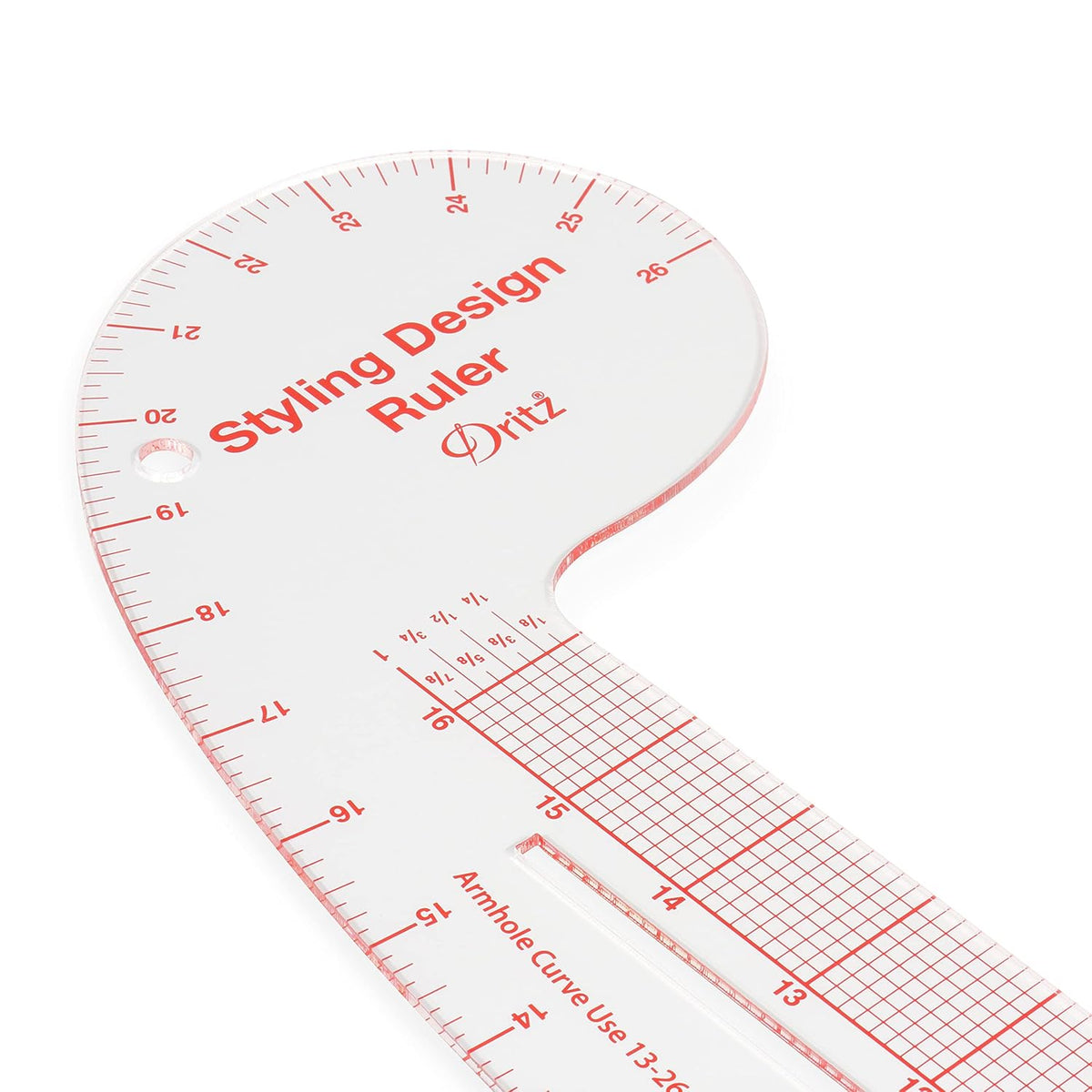 Dritz Styling Design Ruler, Curved and Straight Edge, Clear