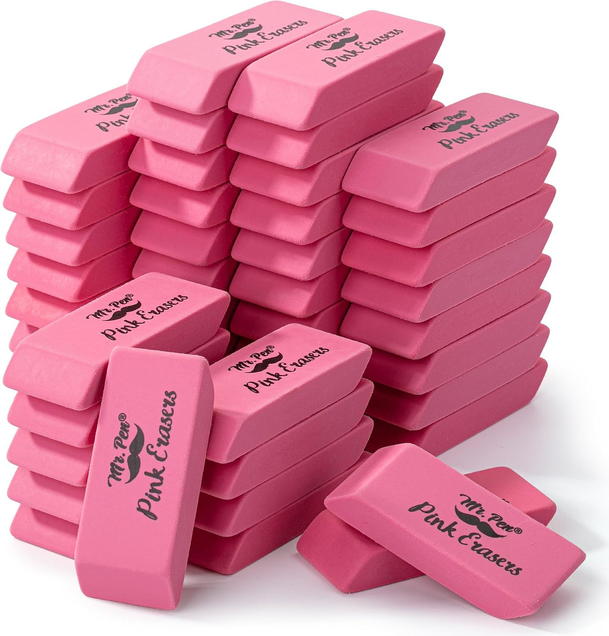 Mr. Pen- Pink Pencil Eraser Bulk, 48 Pack