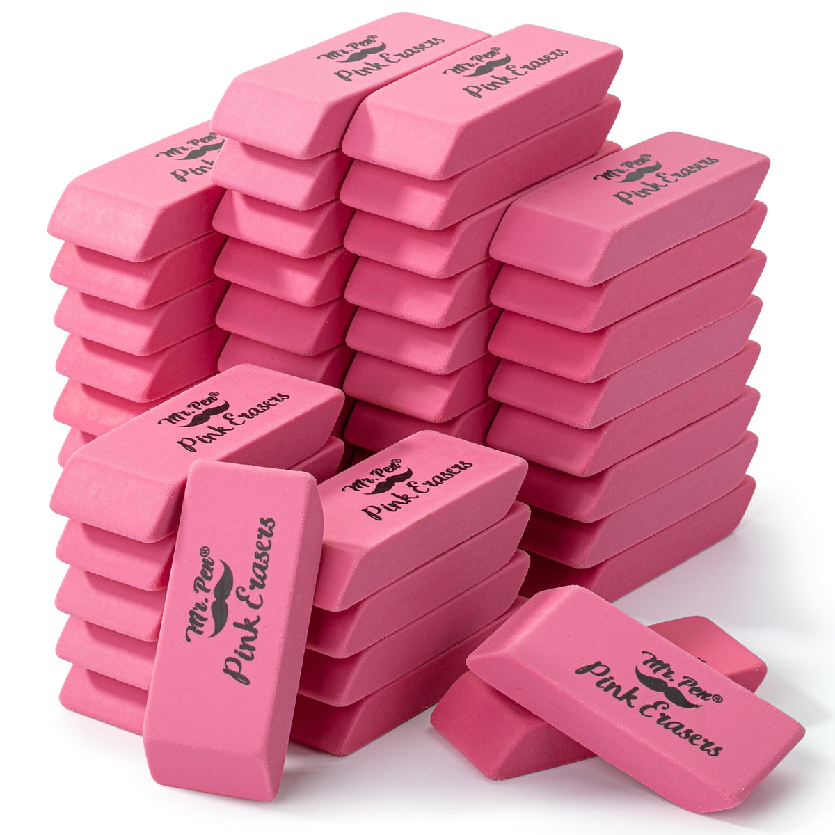 Mr. Pen- Pink Pencil Eraser Bulk, 48 Pack