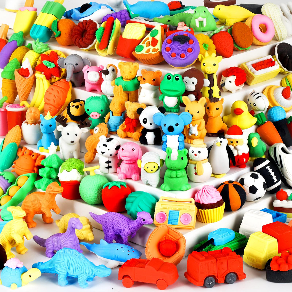 URSKYTOUS 80Pcs Animal Erasers Kids Desk Pets Pencil Erasers 3D Puzzle Eraser Bulk Fun Cute Mini Animal Eraser Toys for Classroom Rewards, Game Prizes, Treasure Box, Easter Egg Fillers