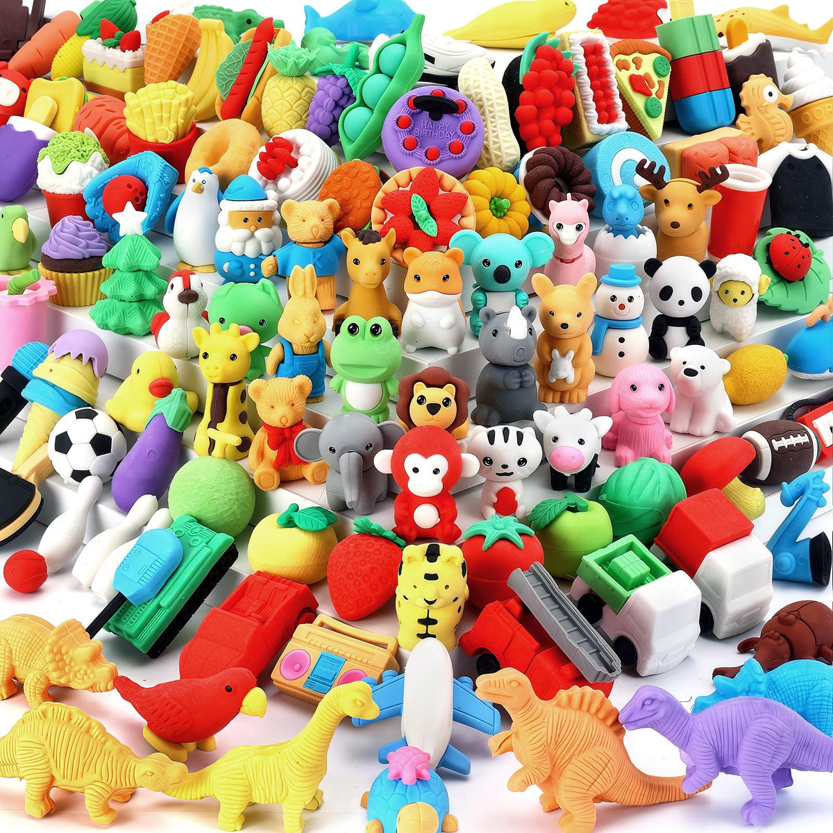 URSKYTOUS 60Pcs Animal Erasers Desk Pets for Kids,Classroom Prizes