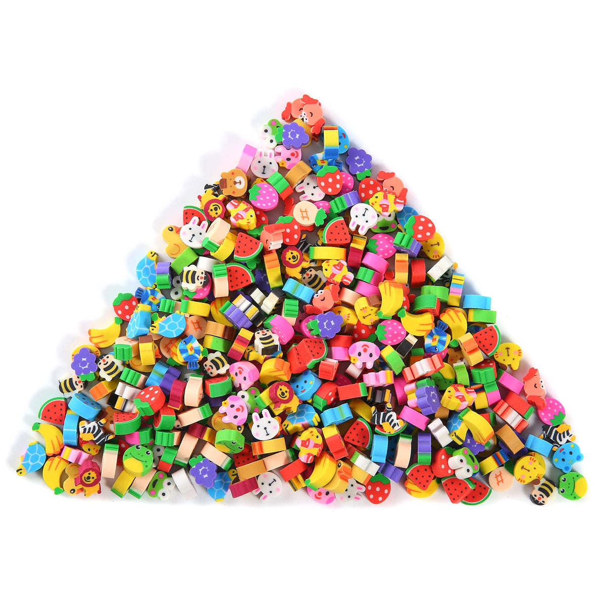 1000 Pieces Mini Erasers for Kids, Bulk Small Animal Fruit Pencil Erasers Assortment for Home Rewards, School Supplies and Gift Filling
