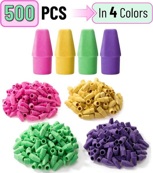 Mr. Pen- Pencil Erasers Toppers, 500 Pack, Vibrant Colors