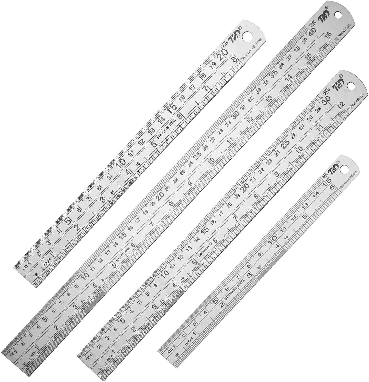 ZZTX Metal Ruler 6 Inch 8 Inch 12 Inch 16 Inch Stainless Steel 4 Pack