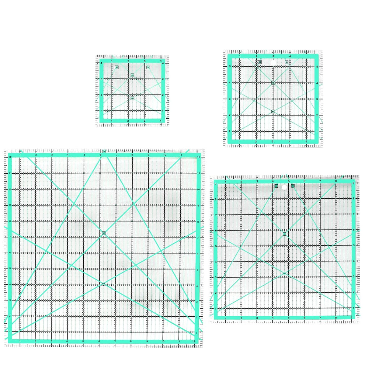 MANUFORE Quilting Ruler 4-Piece Square Sewing Acrylic Ruler Quilting Tools