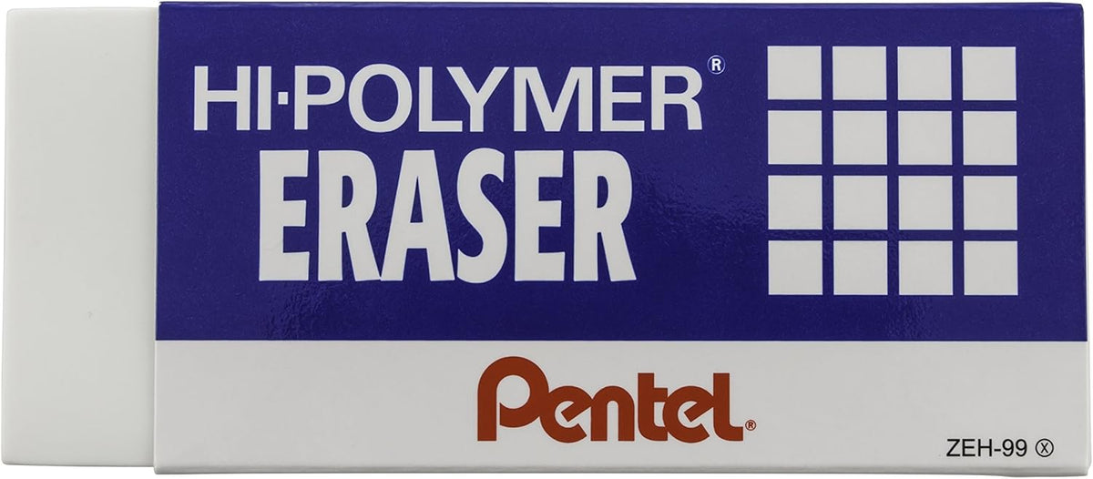Pentel® Hi-Polymer Block Eraser, Large, White 6 pack (ZEH10BP3P2)