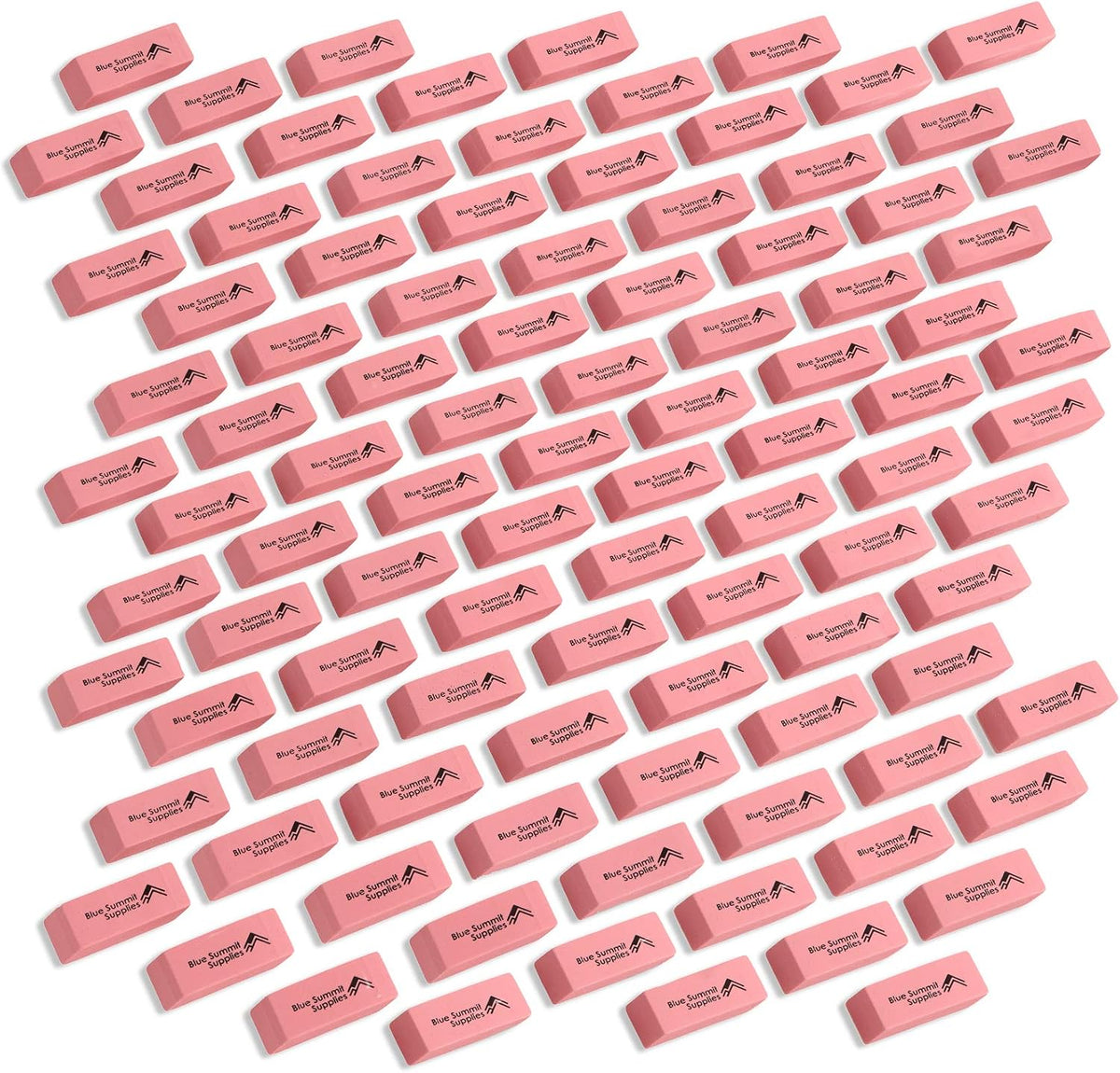 Blue Summit Supplies 100 Pack Pink Erasers, Latex Free Rubber, School Use