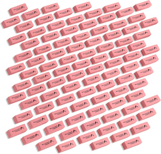 Blue Summit Supplies 100 Pack Pink Erasers, Latex Free Rubber, School Use