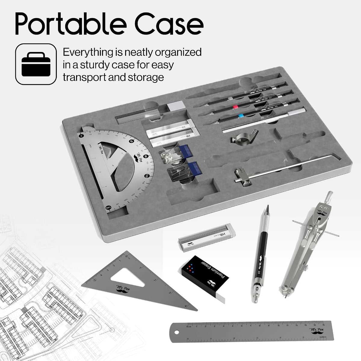 Mr. Pen- Professional Geometry Set, 17 pcs, Metal Compass