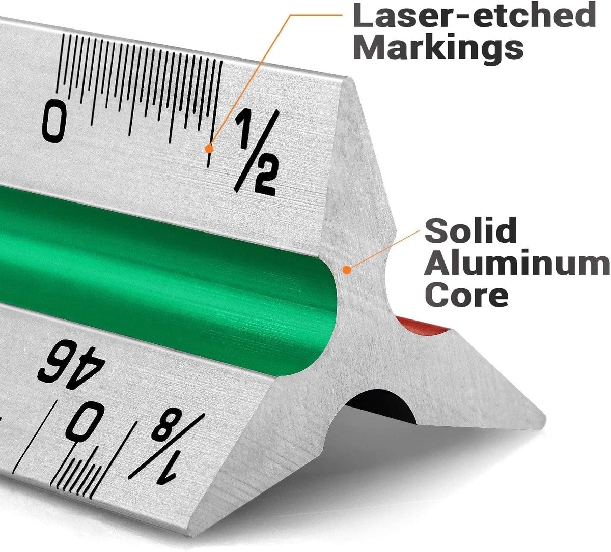 1 Pack 12" Architectural Scale Ruler Triangular Ruler, Color-Coded