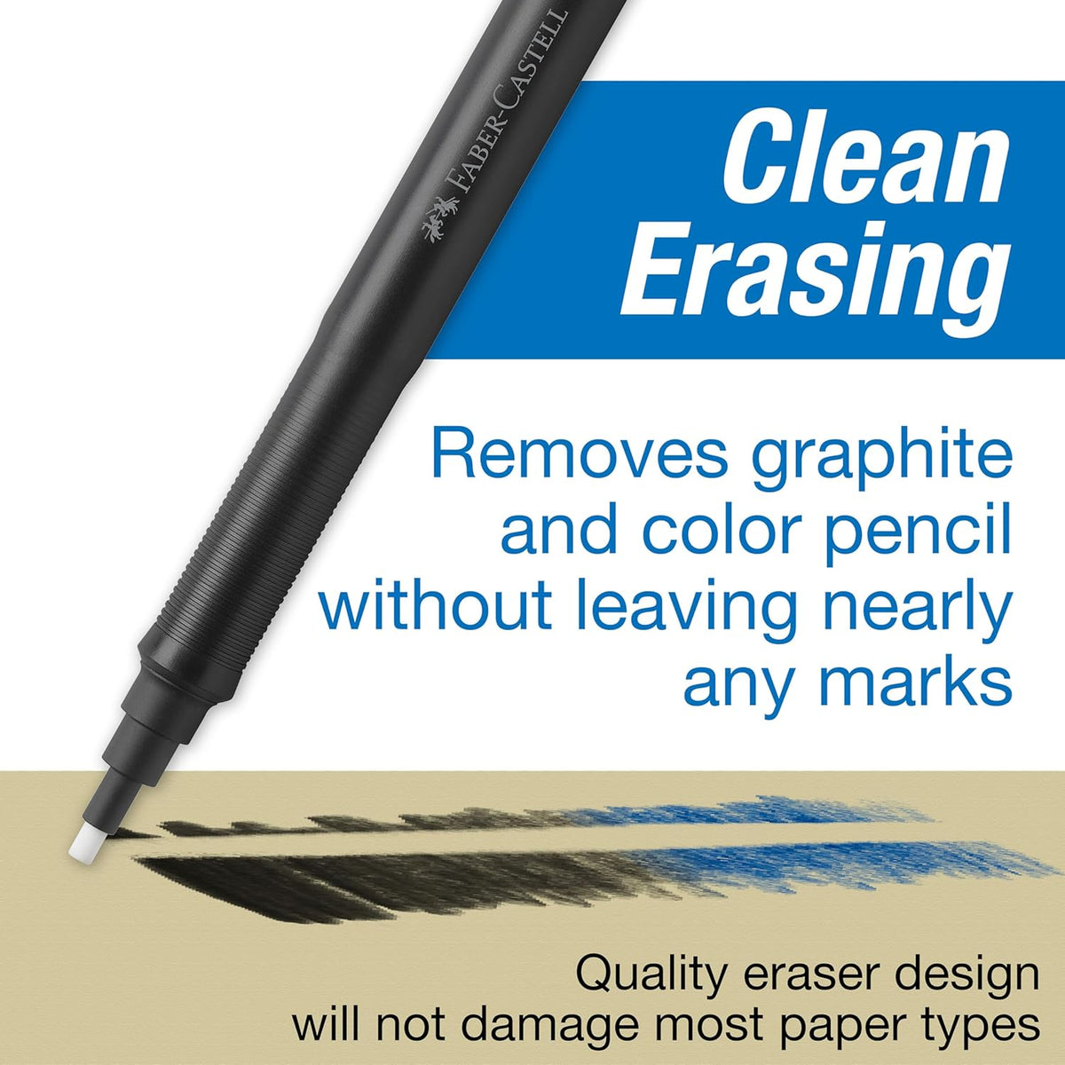 Faber-Castell 185610 - Eraser Pen Precision Eraser Pen, Includes Refill Eraser, for Professionals and Hobby Artists, White