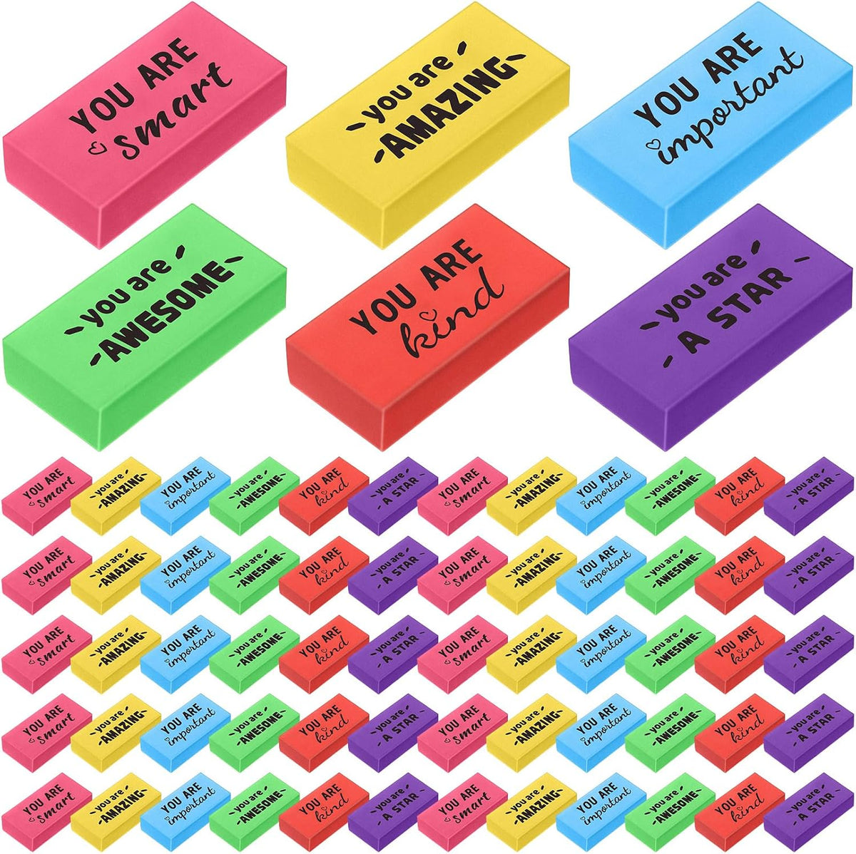 Resurhang 180 Pcs Inspirational Erasers,Motivational,Multicolor