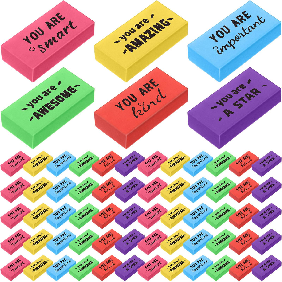 Resurhang 180 Pcs Inspirational Erasers,Motivational,Multicolor
