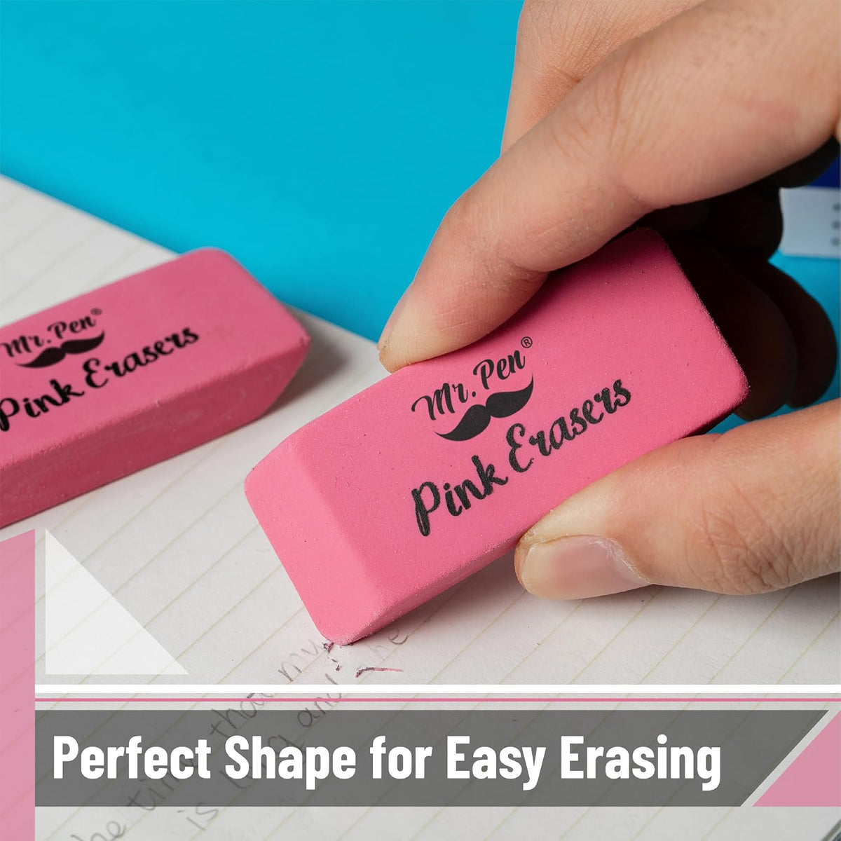 Mr. Pen- Pink Pencil Eraser Bulk, 48 Pack