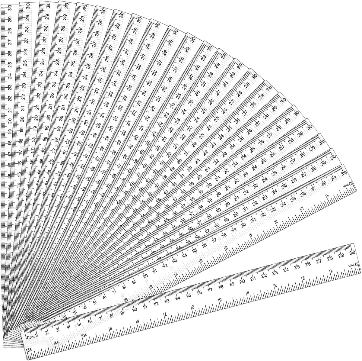 32 Pack Clear Plastic Ruler 12 Inch, Rulers Bulk for Classroom School