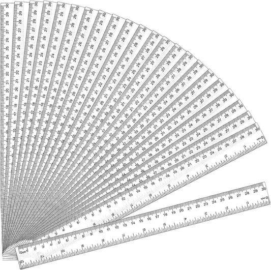 32 Pack Clear Plastic Ruler 12 Inch, Rulers Bulk for Classroom School