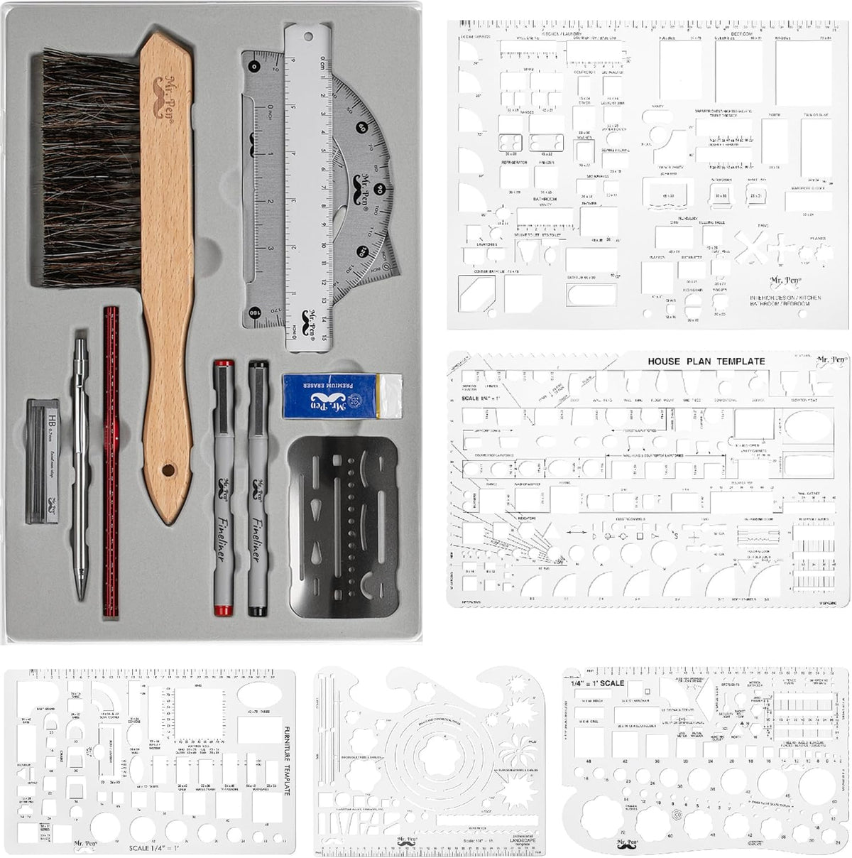 Mr. Pen- Professional Drafting Tools & Geometry Set with Case, 17 pcs