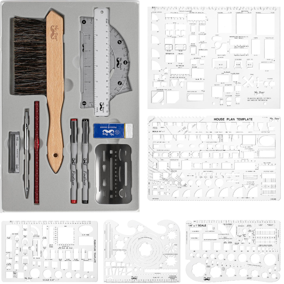 Mr. Pen- Professional Drafting Tools & Geometry Set with Case, 17 pcs