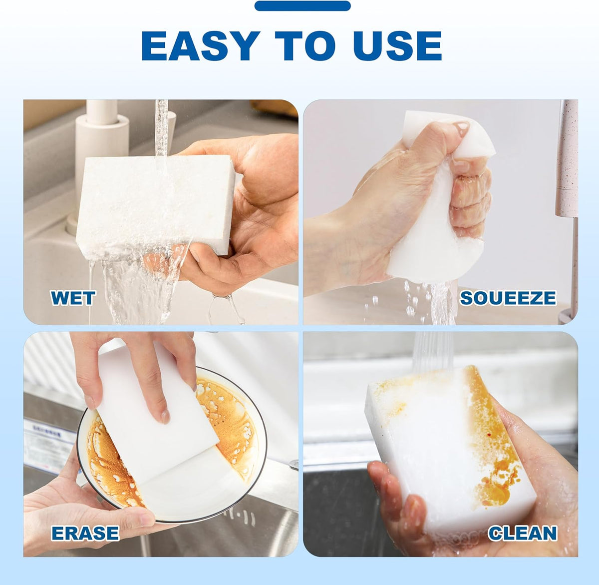 Extra-Thick Melamine Sponge Erasers, 50 Count, 3.94 x 2.76 x 1.18 in