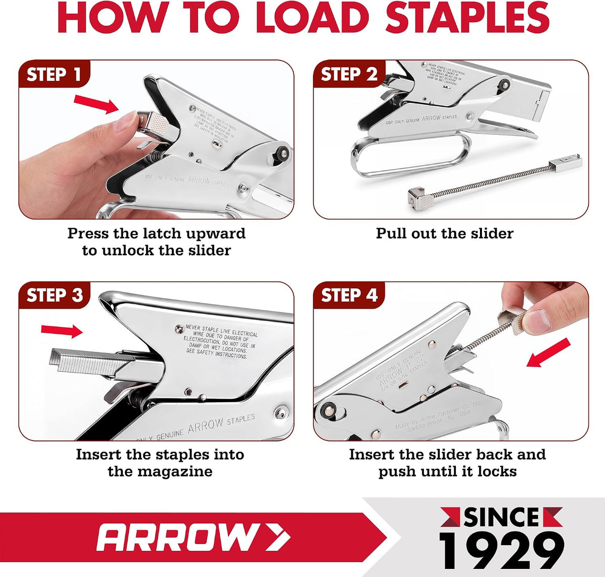 Arrow Fastener P22 Heavy Duty Handheld Plier Stapler for Crafts, Office, and Insulation, Uses 1/4-Inch and 5/16-Inch Staples