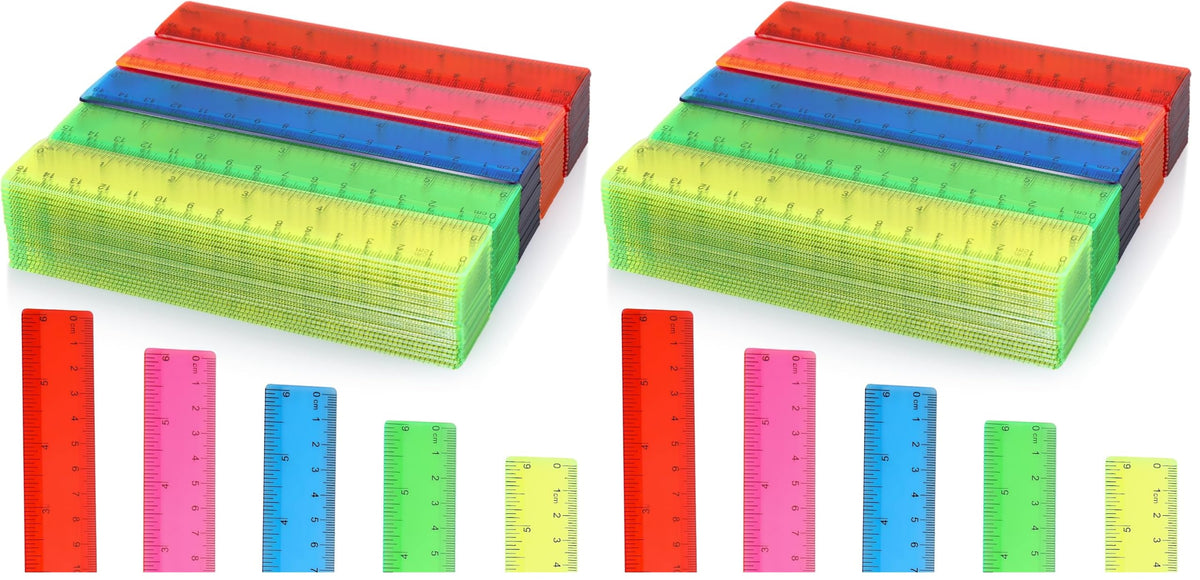 Zonon 50 Pcs 6''/12'' Plastic Rulers Bulk Flexible Straight