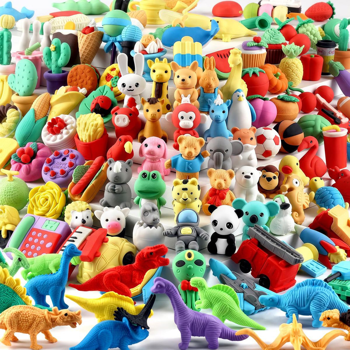 URSKYTOUS 60Pcs Animal Erasers Desk Pets for Kids,Classroom Prizes
